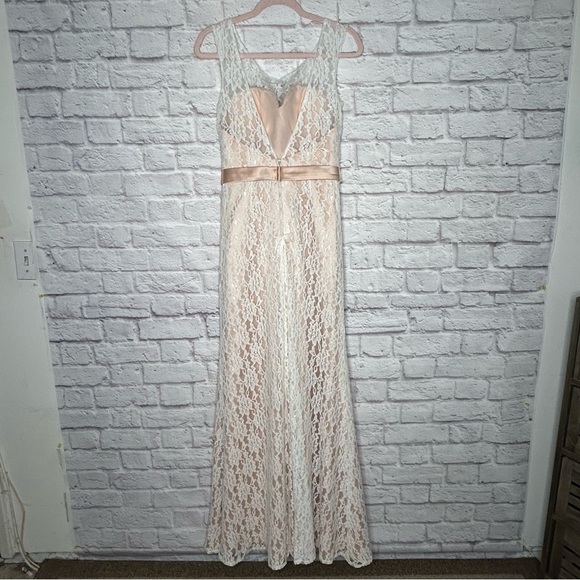 Christina Wu Lace Overlay Sleeveless Mermaid Maxi Gown - Picture 5 of 13